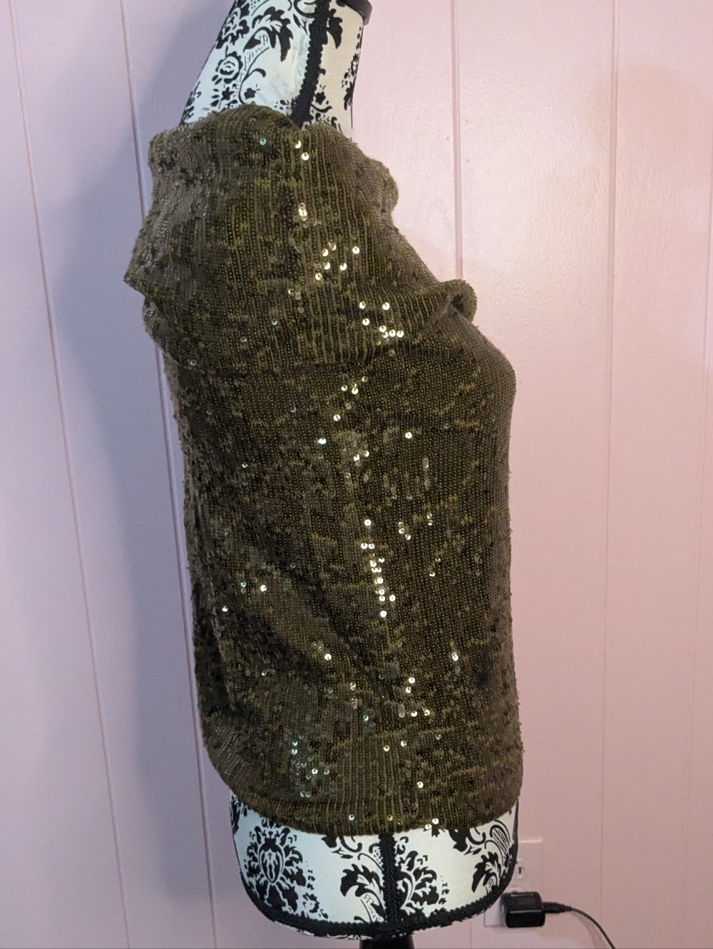 off the shoulder sequin cashmere top - Picture 3 of 7
